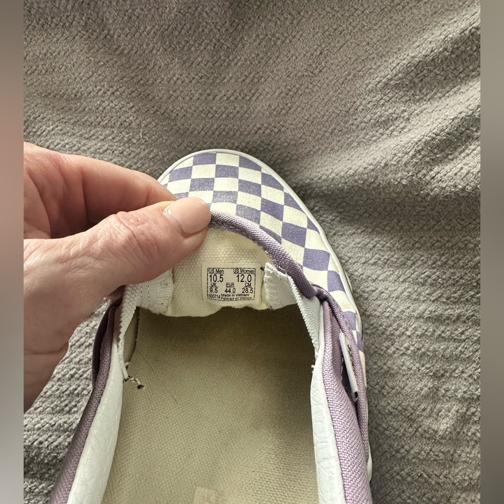 Vans Lavender and Cream Checkered Slip-Ons - Picture 5 of 7